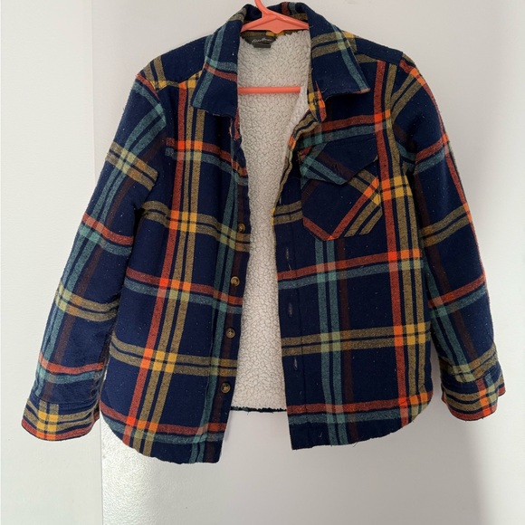 Eddie Bauer Multicolor Plaid Flannel Jacket with Sherpa Lining - Picture 1 of 5